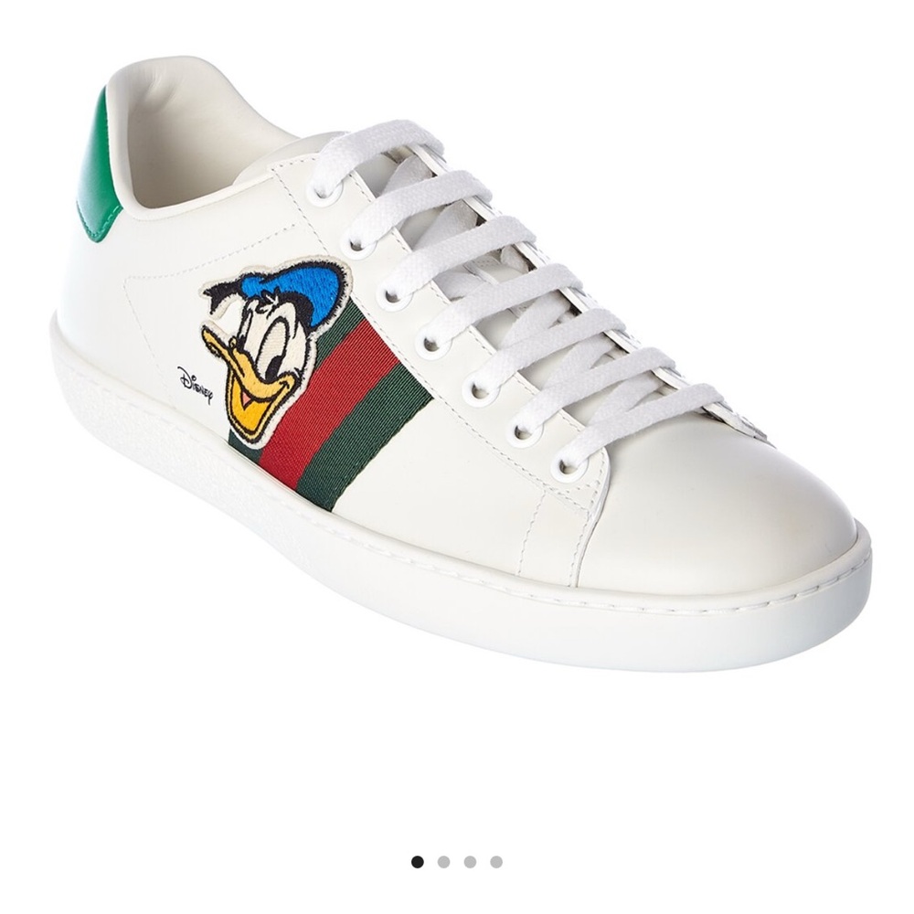 Donald Duck Gucci White and Green Sneakers with Striped Detail